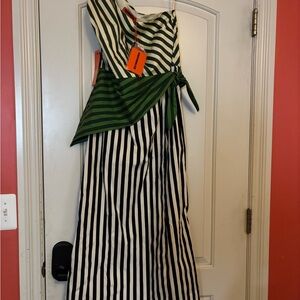 Simon Miller Green and White Striped Poplin Dress